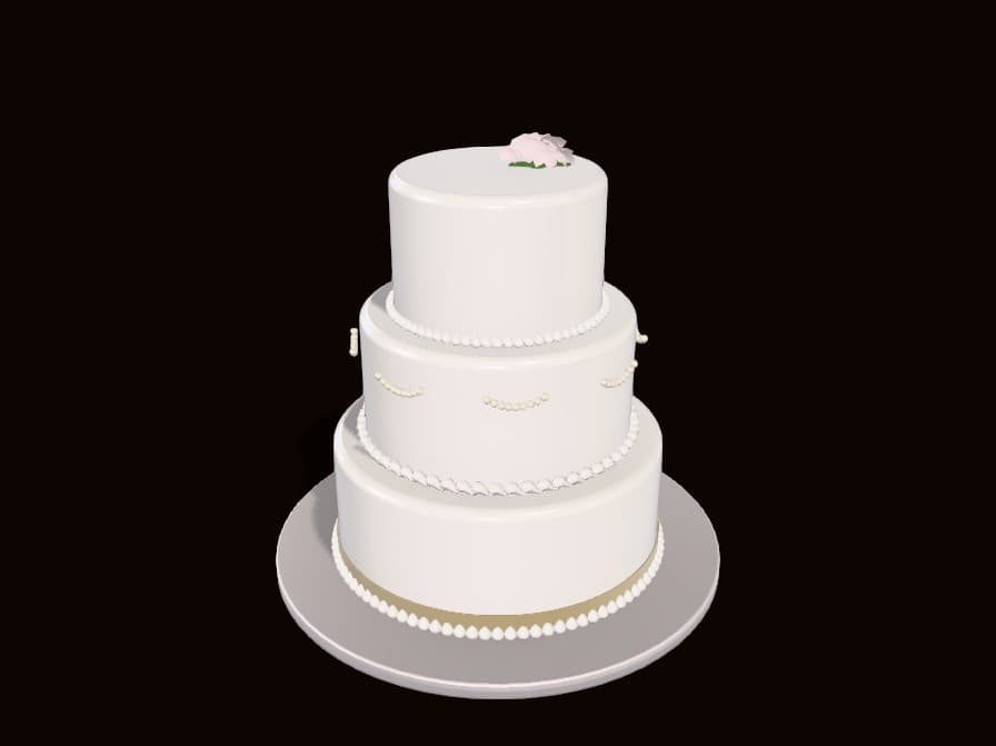 A three-tier ivory cake designed in Cake Studio